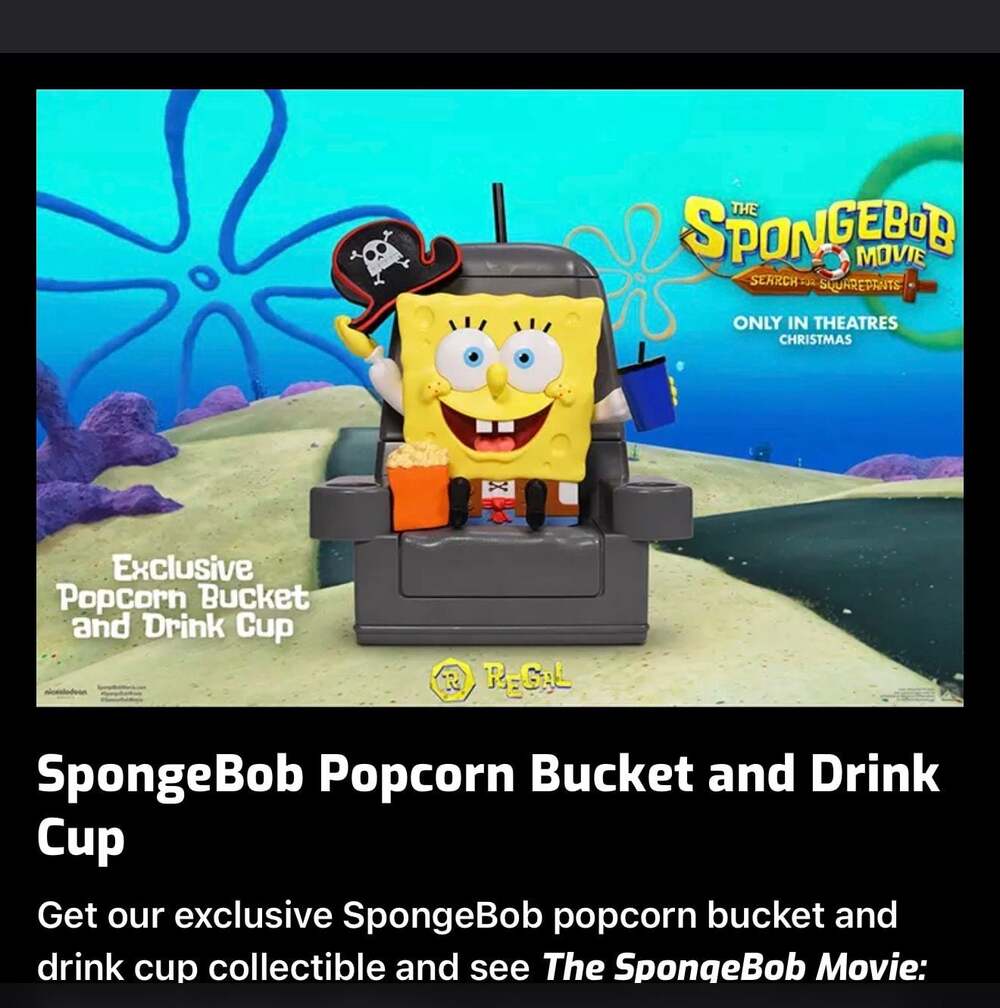 SpongeBob SquarePants Cinema Popcorn Bucket & Drink Holder Recliner Figurine - Picture 3 of 6